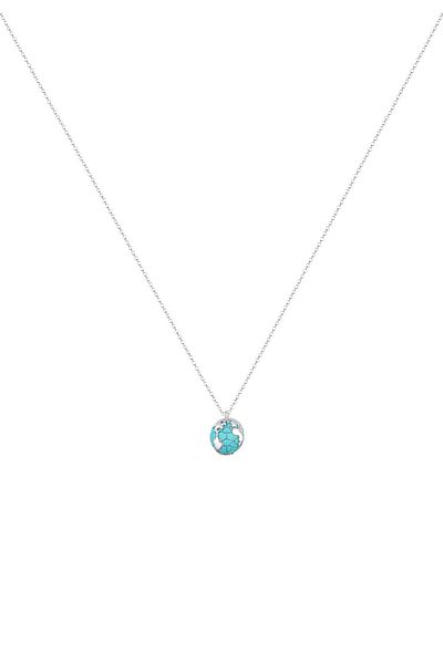ELLI Halskette Erbskette Globus Weltkugel Syn. Howlith 925 Silver