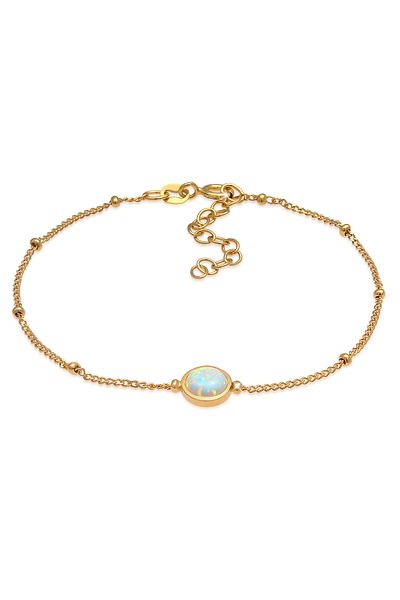 ELLI Bracelet Opal Edelstein Kugelkette Rund 925er Silber