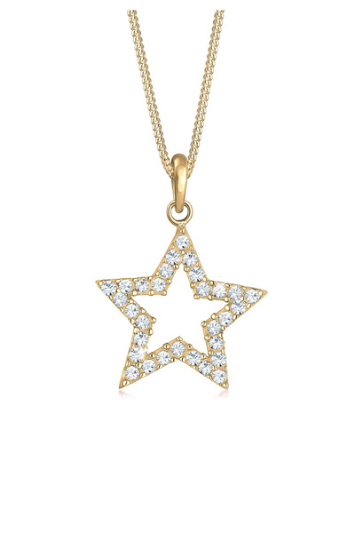 ELLI Halskette Damen Stern Anhänger Astro mit Kristallen in 925 Sterling Silber