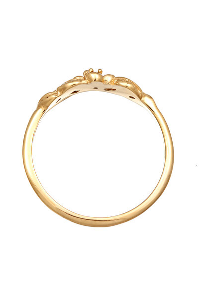 ELLI Inel de damă cu model floral și rubin sintetic din argint 925 placat cu aur