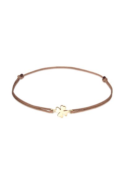 ELLI Bracelet Ladies Cloverleaf Pendant Luck With Nylon In 925 Sterling Silver Gold Plated