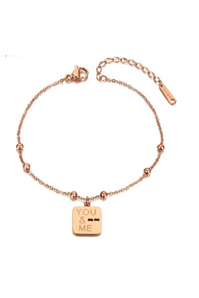 REDz Accessories Brățară de damă, pandantiv pătrat, auriu-roz