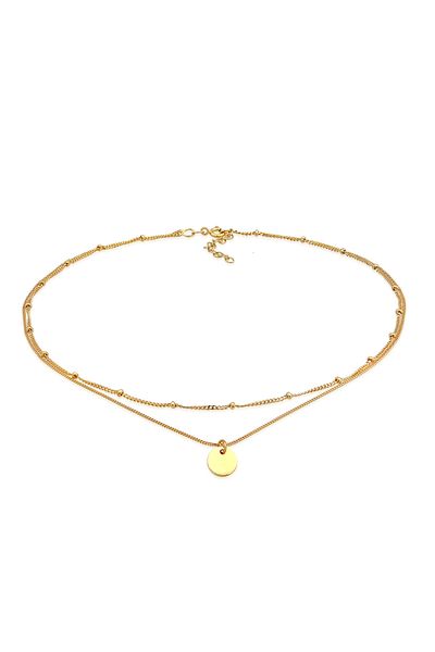 ELLI Necklace Ladies Choker Layer Platelet In 925 Sterling Silver Gold Plated