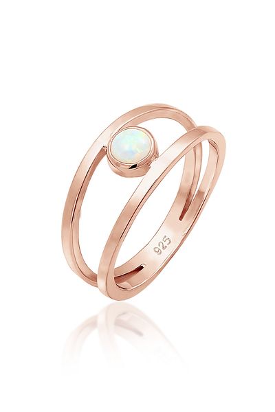 ELLI Inel Femeie Bandă Două Rând Opal Sintetic Argint Sterling 925