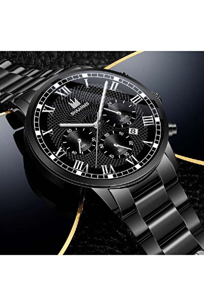 REDz Accessories Set cadou Shaarms, 3 accesorii cubaneze, ceas + lanț + brățară, metalic, negru