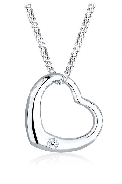 ELLI Náhrdelník dámský přívěsek srdce s diamantem (0,03 CT.) ze stříbra ryzosti 925
