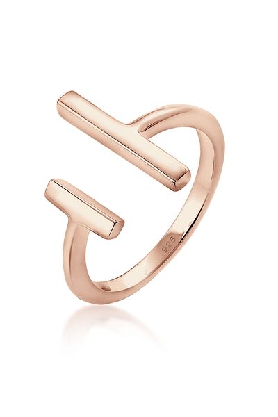 ELLI Geo-Ring für Damen – Stab offen, minimalistisches Design, 925er Sterlingsilber