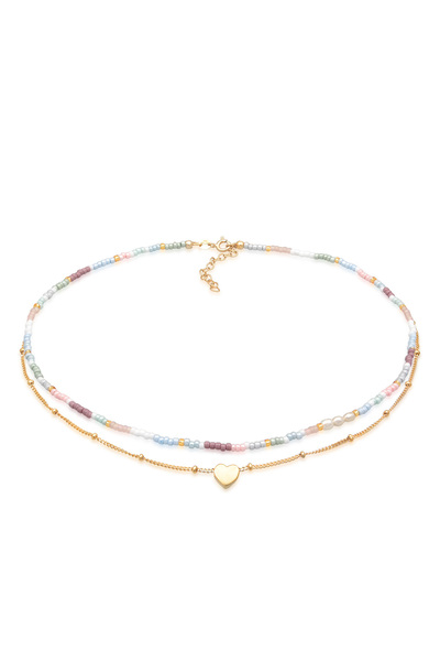 ELLI Colier de damă cu pandantiv tip inimă și mărgele de sticlă din argint 92...