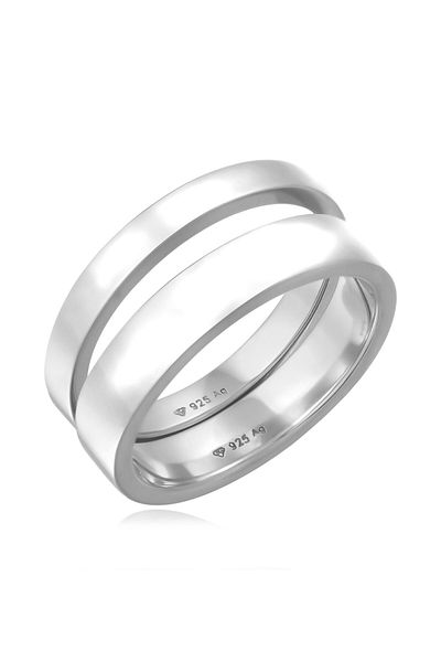 KUZZOI Ring Herren Casual Stack Set aus 925 Sterling Silber