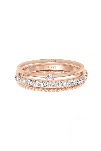 ELLI Ring Damen Stack Elegant Festlicher Lagenlook Mit Kristallen In 925 Sterling Silber