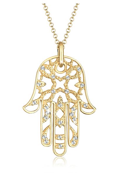 ELLI Halskette Damen Hamsa Hand mit Kristallen in 925 Sterling Silber