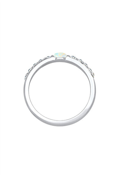ELLI Dámský prsten Precious Glamorous s krystaly a opálem ze sterlingového stříbra 925