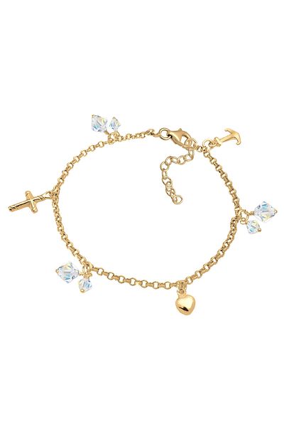 ELLI Bracelet Ladies Cross Heart Anchor With Crystals In 925 Sterling Silver