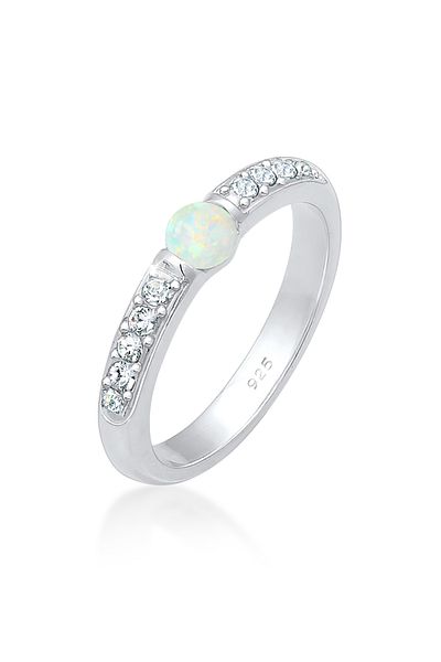 ELLI Inel de damă prețios, glamuros, cu cristale și opal din argint 925