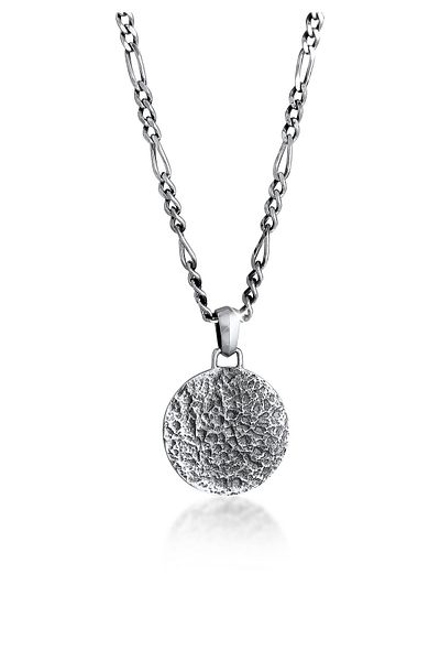 KUZZOI Halskette Herren Figaro Halskette Münzanhänger Strukturiert Oxidiert In 925 Sterling Silber