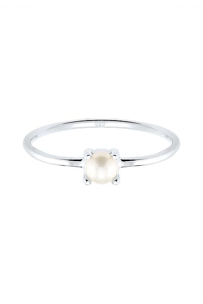 ELLI Ring Damen Solitär mit Süßwasser-Zuchtperle in 925 Sterling Silber