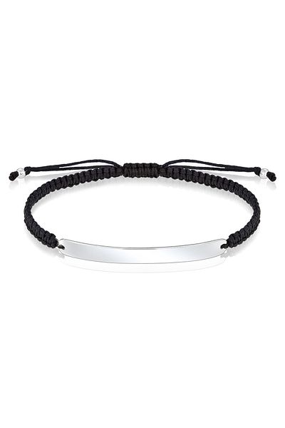 KUZZOI Bracelet Cool Trend Geo Rechteck Knoten Nylon 925 Silber