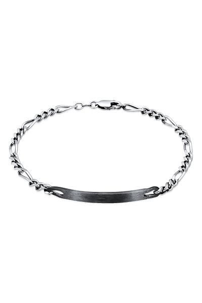 KUZZOI Armband Herren ID-Platte Figaro Diskret Klassisch Aus 925 Sterling Silber