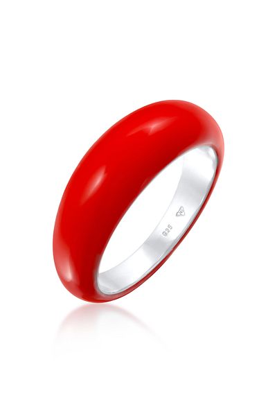 ELLI Ring Damen Band Stack mit Emaille Orange aus 925 Sterling Silber vergoldet
