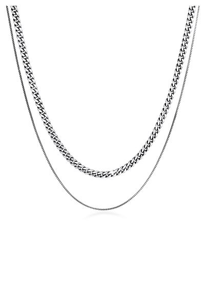 KUZZOI Halskette Herren Set Panzerkette Venezianerkette Basic Blogger Trend aus 925 Sterling Silber