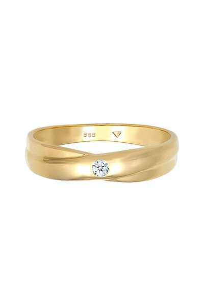 ELLI Ring Wickelring Solitär Diamant (0.03 CT.) 585 Gelbgold