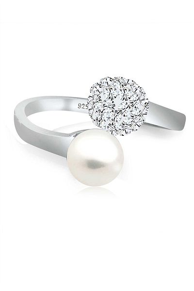 ELLI Ring Kristalle Süßwasser Zuchtperlen 925 Sterling Silber