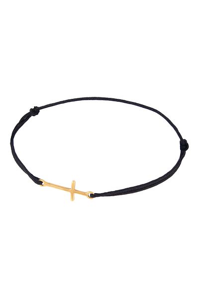 ELLI Armband Damen Kreuz Trend Symbol elastisch Nylon schwarz aus 925 Sterling Silber