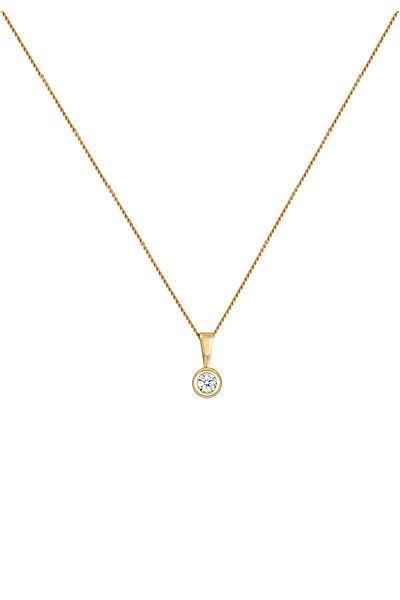 ELLI Necklace Solitär Rund Kreis Diamant (0.11 CT.) 585 Gelbgold