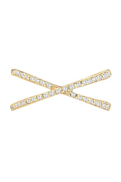 ELLI Ring Ladies Wrap X With Cubic Zirconia Crystals In 925 Sterling Silver