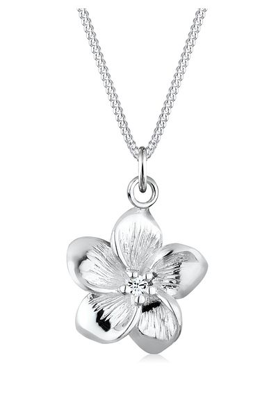 ELLI Halskette Damen Frangipani-Blüten-Anhänger Moderne Kristalle in 925 Sterling Silber