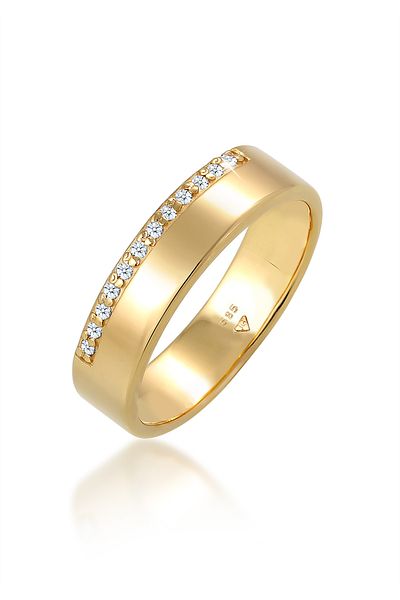 ELLI Ring Verlobung Diamant (0.12 CT) Luxuriös 585 Gelbgold