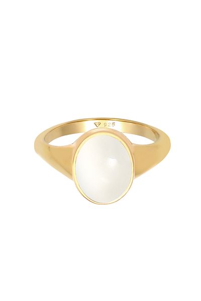 ELLI Ring für Damen – versiegelter Mondstein aus 925er Sterlingsilber, vergoldet
