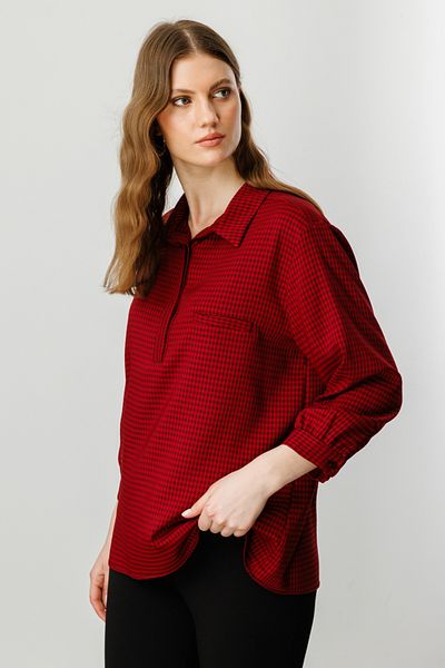 Mi Pret a Porter Mi Front Single Pocket Button Plaid Blouse