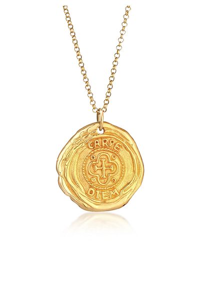 KUZZOI Halskette Herren Münzanhänger Antiker Kreuzschriftzug Aus 925 Sterling Silber