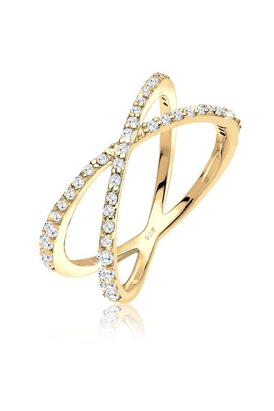 ELLI Ring Ladies Wrap X With Cubic Zirconia Crystals In 925 Sterling Silver