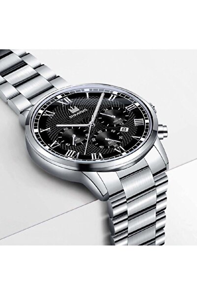 REDz Accessories Set cadou Shaarms, 3 accesorii cubaneze, ceas + lanț + brățară, metalic, argintiu