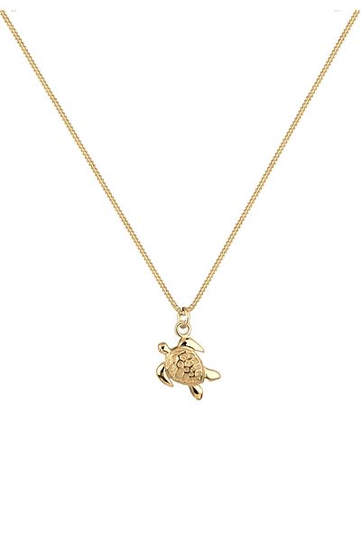 ELLI Necklace Ladies Curb Chain Turtle Pendant Sun In 925 Sterling Silver