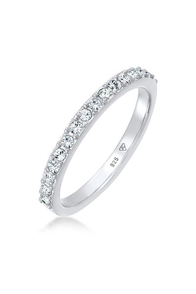 ELLI Ring Damen Band Memoire Elegant mit Kristallen in 925 Sterling Silber