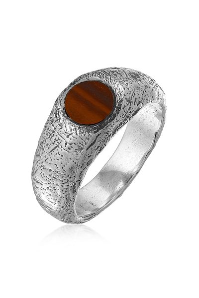 HAZE & GLORY Ring Siegelring Brauner Jaspis 925er Silberring