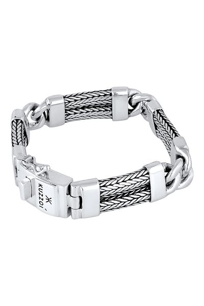 KUZZOI Armband Panzerkette kubanische Weizenkette 925 Sterling Silber