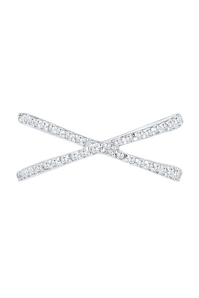 ELLI Ring Damen Wrap X mit Zirkonia Kristallen aus 925 Sterling Silber