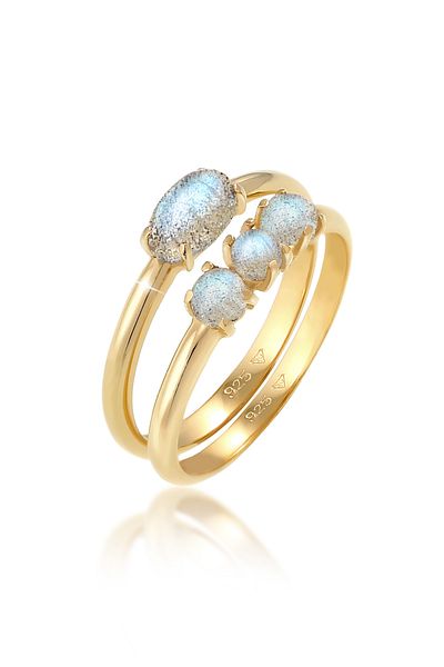 ELLI Ring Women Ring Set Vintage Labradorite In 925 Sterling Silver Gold-plated