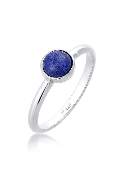ELLI Prsten Dámský solitaire obyčejný s drahokamem Lapis lazuli ze stříbra 925