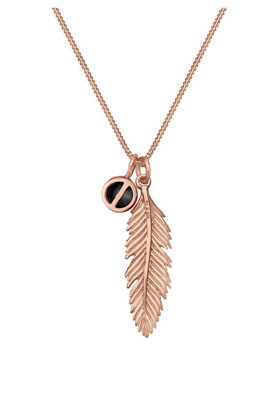 ELLI Dámský náhrdelník s peřím a přívěskem v boho stylu s krystalem ze sterlingového stříbra 925