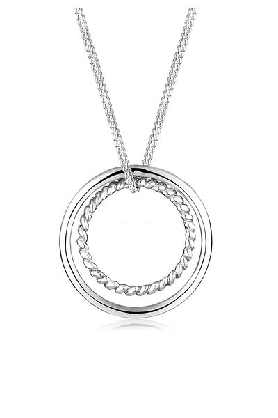 ELLI Colier Doamnă Inel Cerc Geo Basic Bicolor În Argint Sterling 925 Placat cu Aur