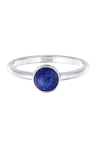 ELLI Prsten Dámský solitaire obyčejný s drahokamem Lapis lazuli ze stříbra 925