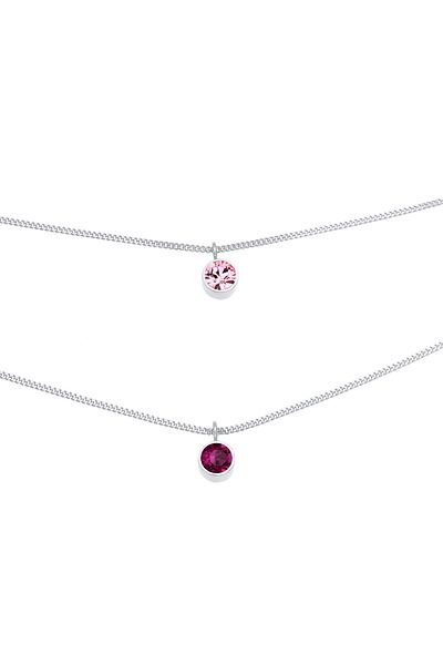 ELLI Halskette Damen Choker Layer Kristalle Rund in 925 Sterling Silber
