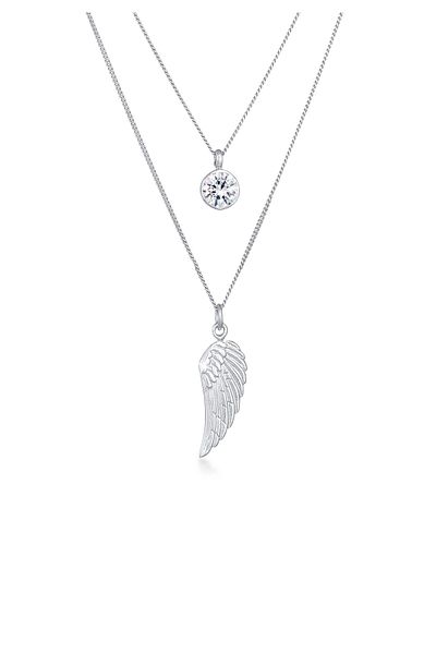 ELLI Halskette Damen Layer Flügel Symbol mit Kristall in 925 Sterling Silber