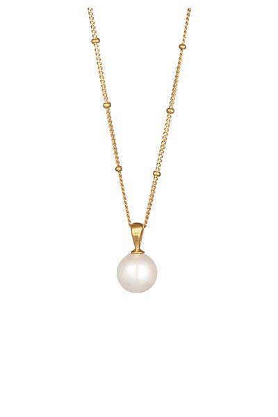 ELLI Elegante Kugel-Halskette aus 925er-Sterlingsilber – vergoldet mit Muschelkern und Perlendetail für Damen