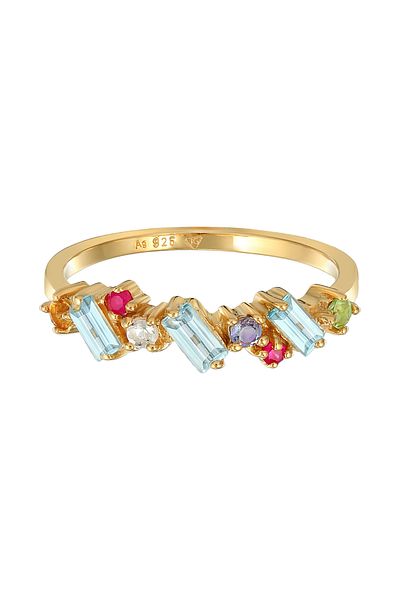 ELLI Ring Premium Ring Ladies Multicolour Glamorous With Peridot, Topaz And Moonstone In 925 Sterlin